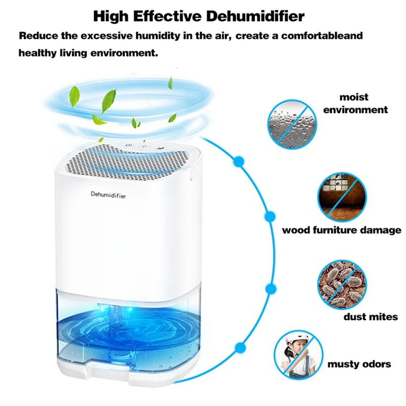 Dehumidifier And Air Purifier 2 In 1 For Home For Room For Kitchen, Mute Moisture Absorbers Air Dryer White