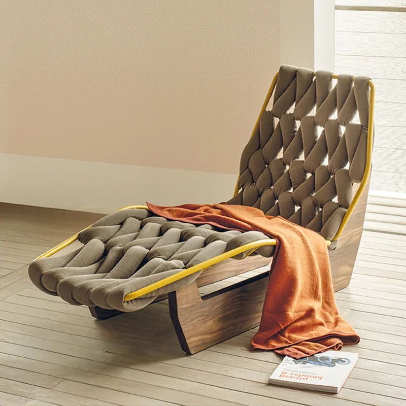 Outdoor garden sofa chair, solid wood teak rattan waterproof sunscreen bed
