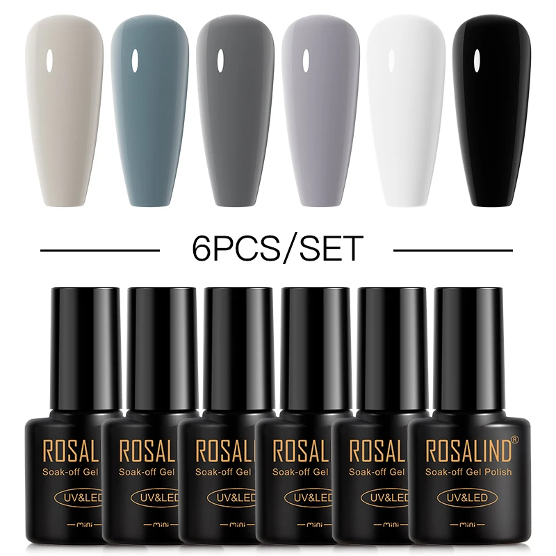 Rosalind 2/4/6/8/10 Stuks Glanzende Uv Gel Nagellak Set Vernis Semi Permanente Basis Top Coat Glinsterende Gel Voor Nail Art Design