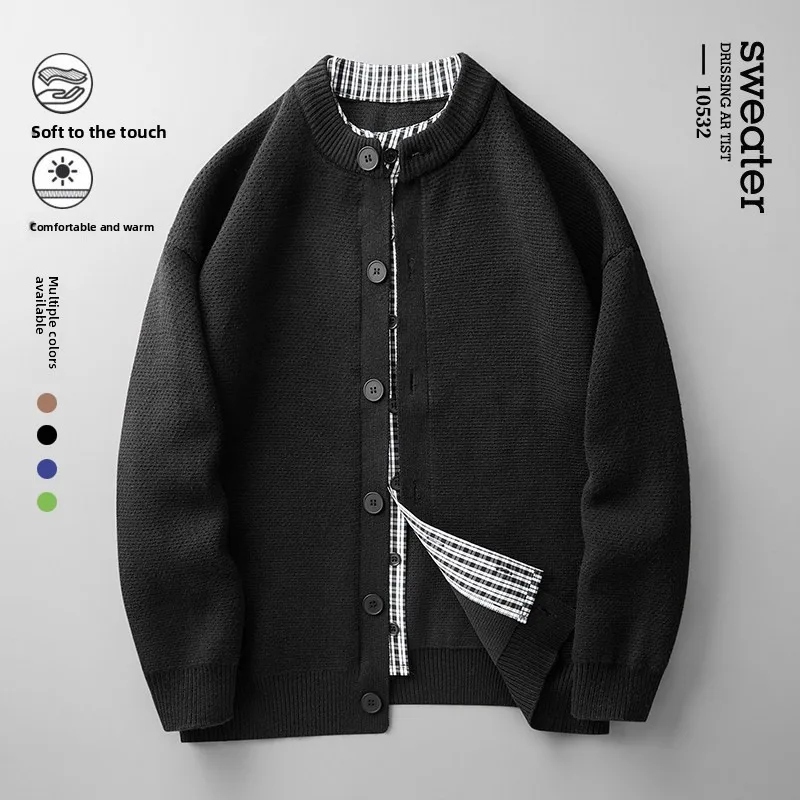 

Весенний модный высококачественный вязаный кардиган для подростков, повседневный, с длинным рукавом, теплый, дышащий, на молнии, из нейлона и полиэстера