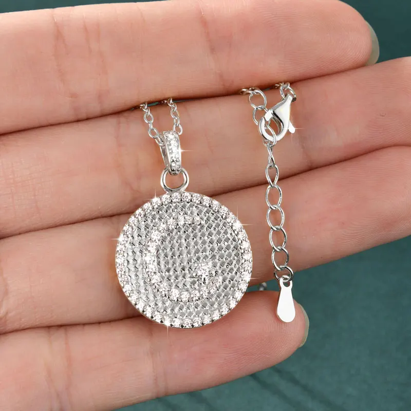 Anziw Sparkling Round Cubic Zirconia Letter C Pendant Necklace For Women&Men 14k Gold Filled Initials Name Necklace Jewelry Gift