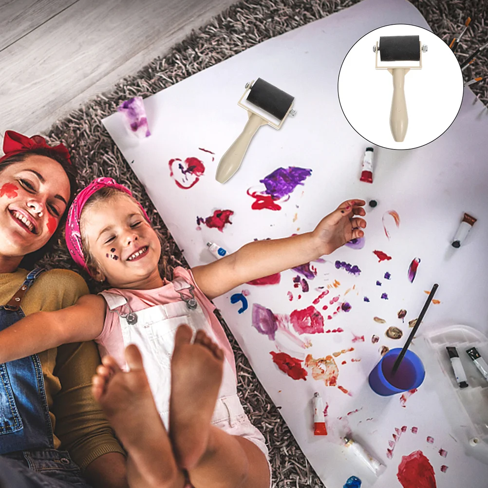 

4Pcs Rubber Printmaking Roller Handheld Ink Roller for Stamping Glue Spreading Art Craft Print Supplies