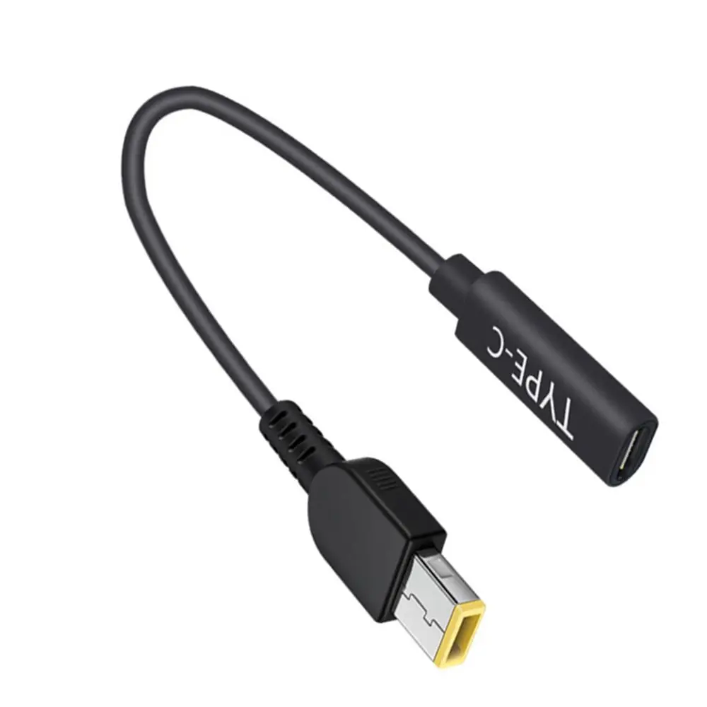 Durable 65W 15cm Power Cord Type-C Female to Square Slim Tip Charging Cable PD Charger For Lenovo Yoga 2 Pro 13 Thinkpad