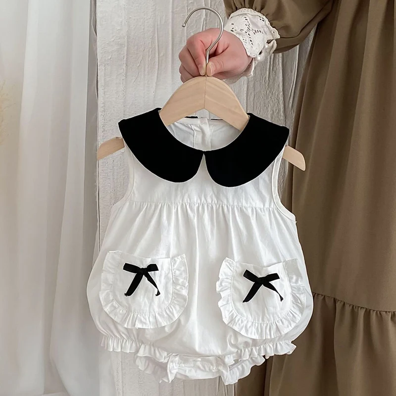 Baby Summer Clothes Cute Bodysuit Newborn Baby Girl Romper Baby Girl Clothing Cotton Embroidery Bow Toddler Baby Girls Jumpsuit