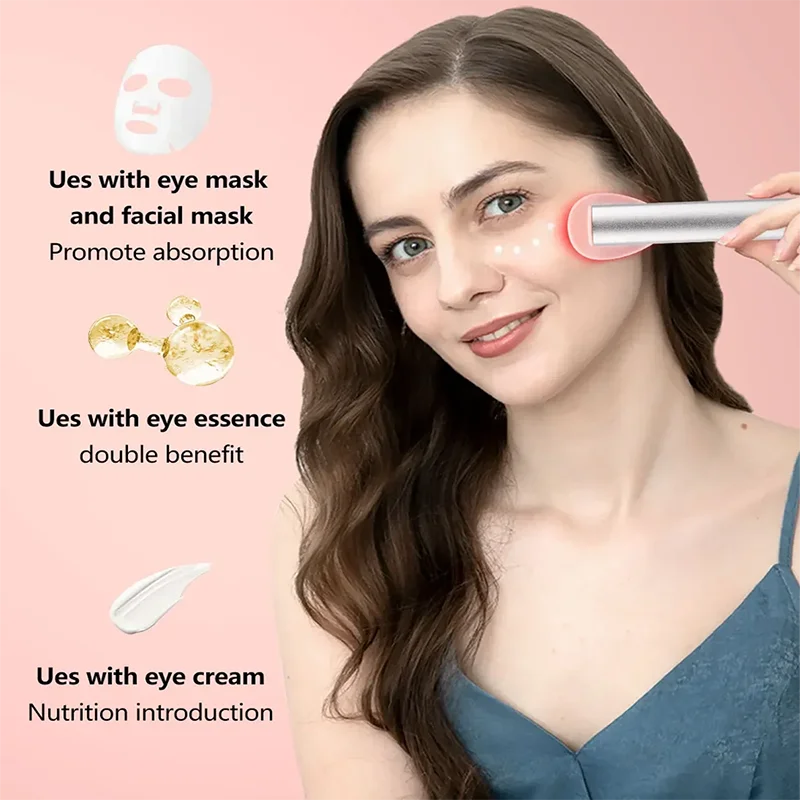 KAKUSAN appareil de beauté lifting du visage 4 en 1 luminothérapie microcourant masseur de visage EMS compresse chaude soins de la peau LED baguette faciale