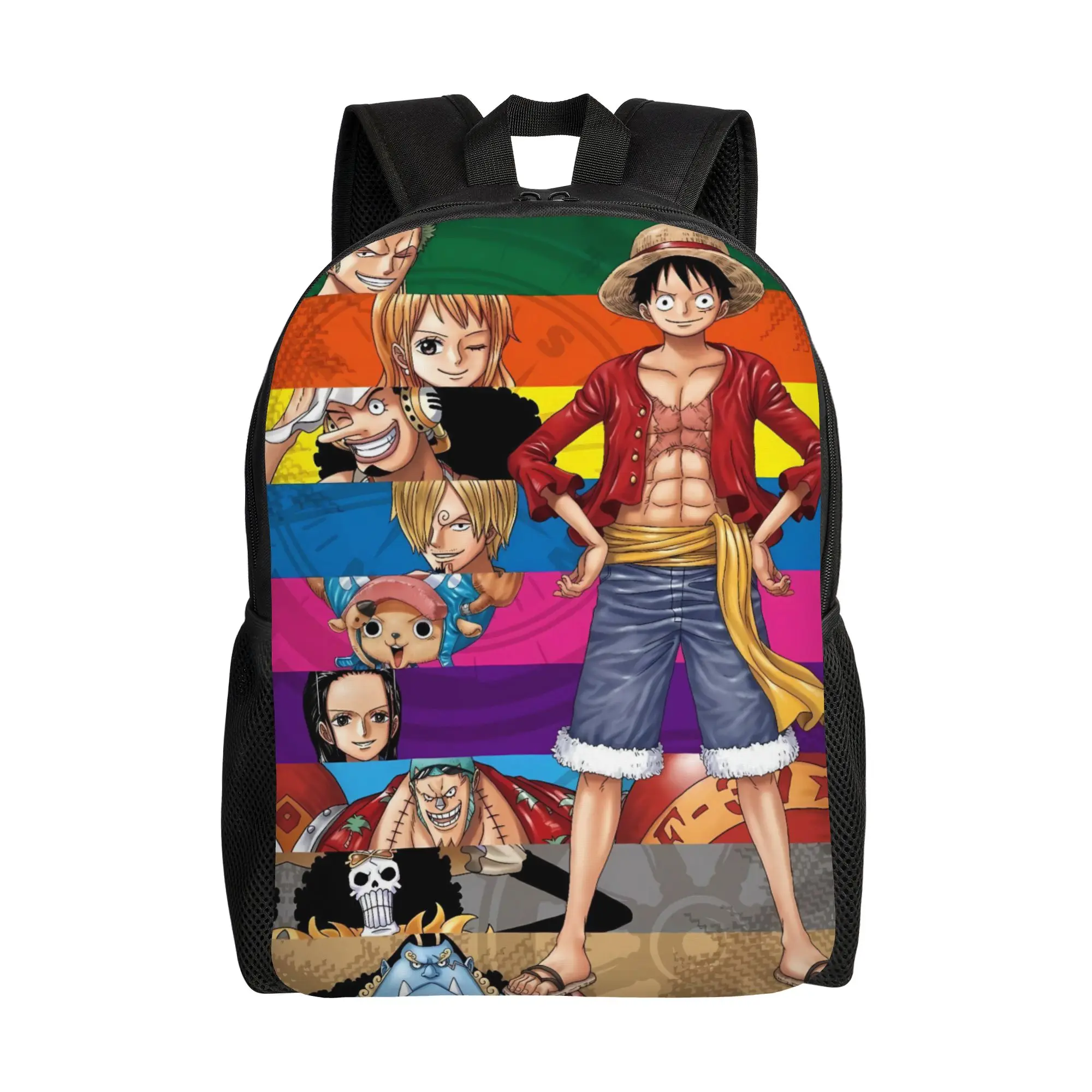 Strawhat Crew Anime Backpack Women Men Ones Pieces Print Backpacks Polyester Modern School Bags University High Quality Rucksack