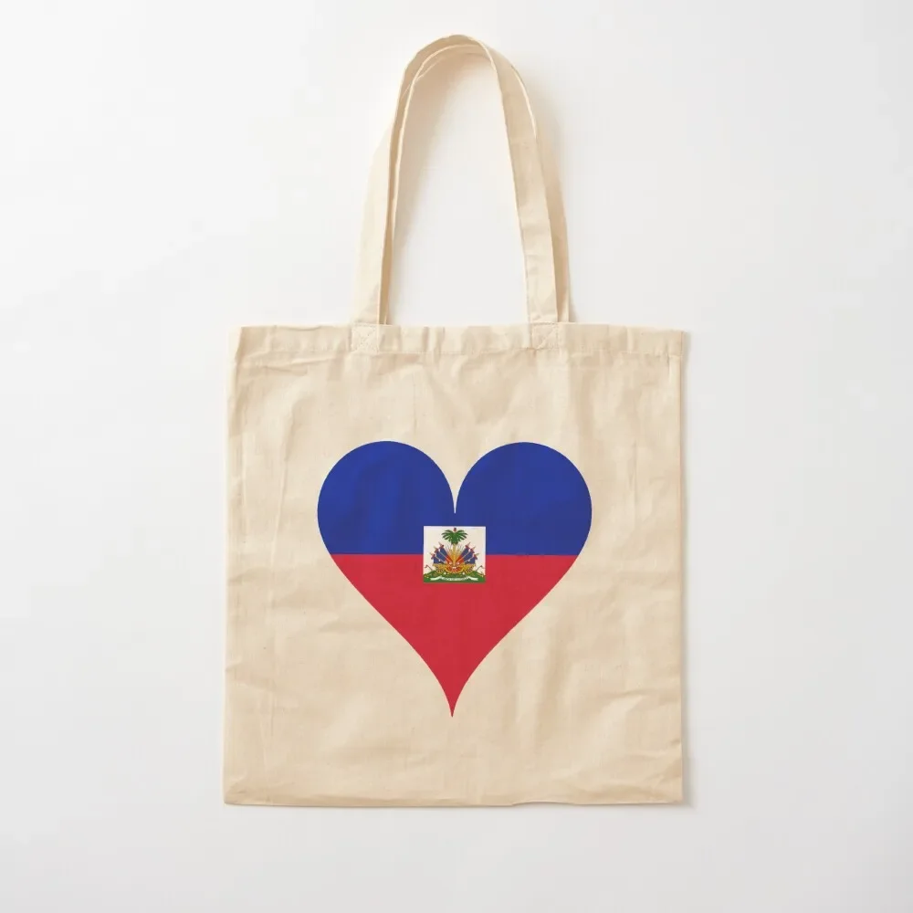 

Haiti Flag Heart Tote Bag custom canvas bag hand bag