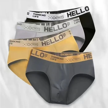 4Pcs/Lot Men's Briefs Mens Underwear Sexy Shorts Men's Panties Breathable Male Elastic Underpants Para Hombres Large Size 3