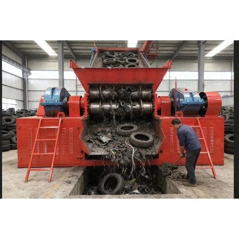 Stainless Steel Alloy Double-shaft Industrial Crusher High Efficiency Gear Motor Plastic Metal Aluminum Waste Shredder