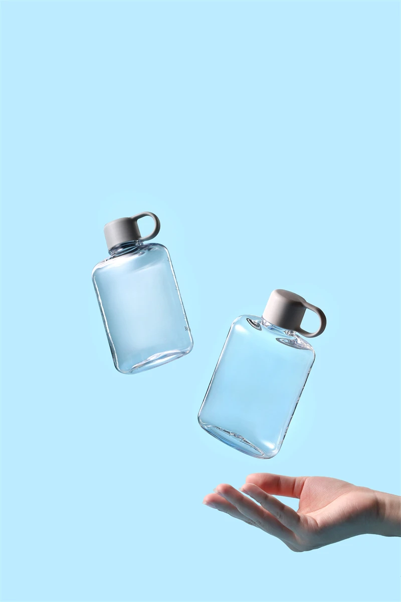 Botella de agua de 360ML, plana, sin Bpa, deportiva, cristal, plástico, hervidor de bebidas, cuaderno, jugo de leche, va