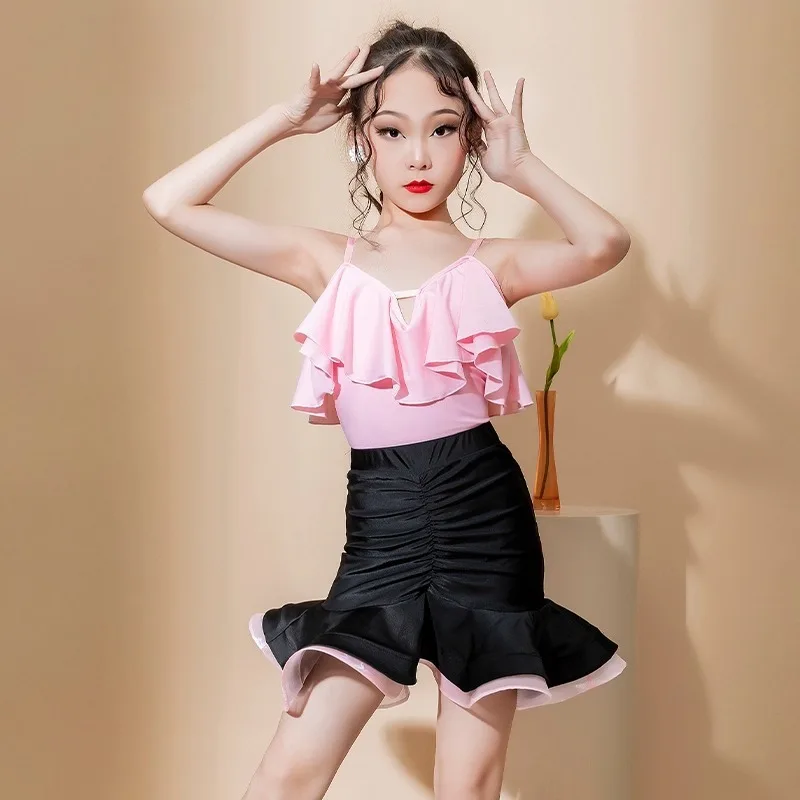 

Юбка для латинских танцев по индивидуальному заказу, тренировочный наряд для девочек, костюмы для выступлений, комплект костюмов, платья для соревнований по бальным танцам для женщин