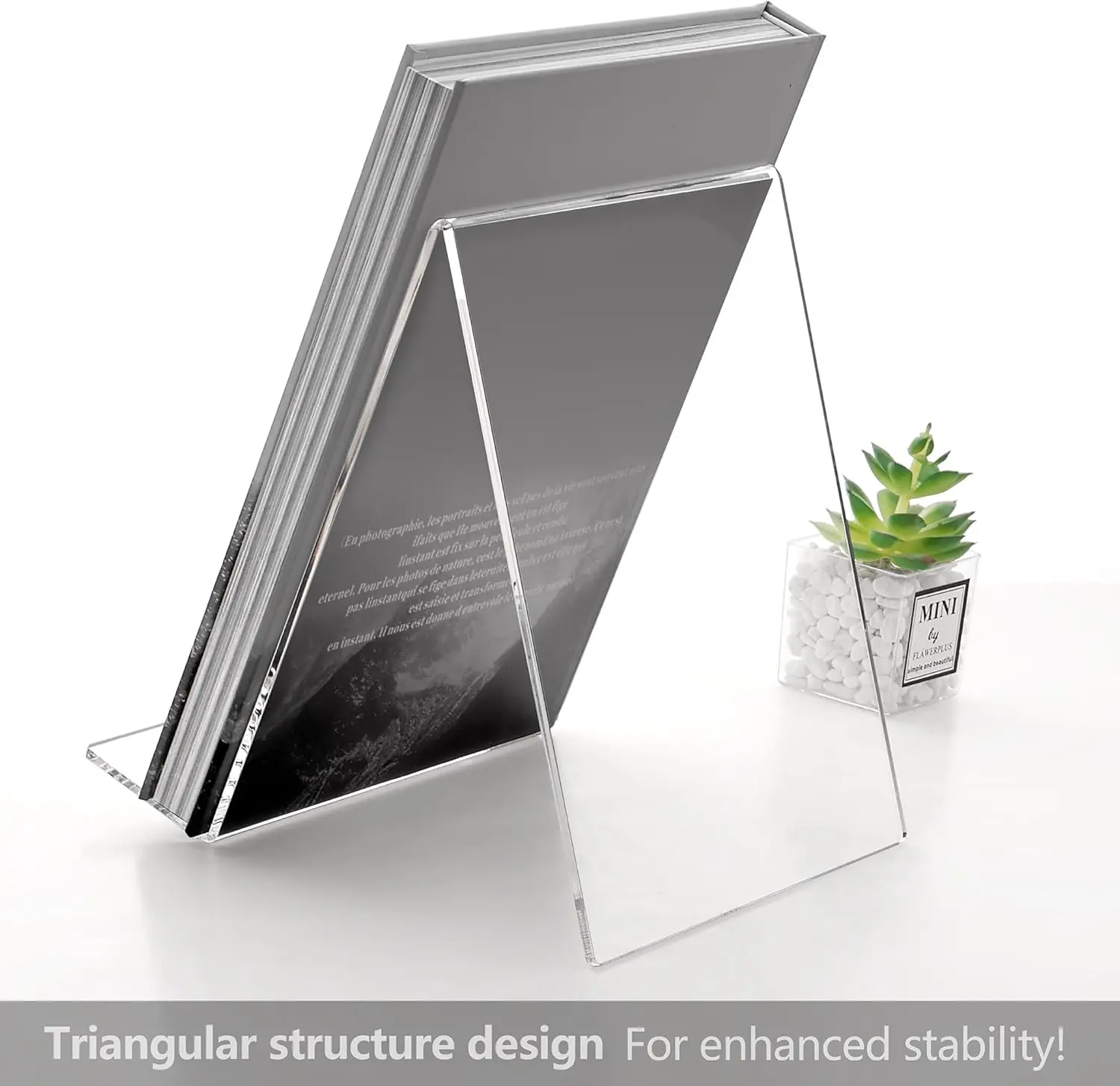 Acrylic Easel Book Stand for Books, Tablets, Phones, Albums, Magazines, CDs, Plate, Artworks,Photo (4 Pack)