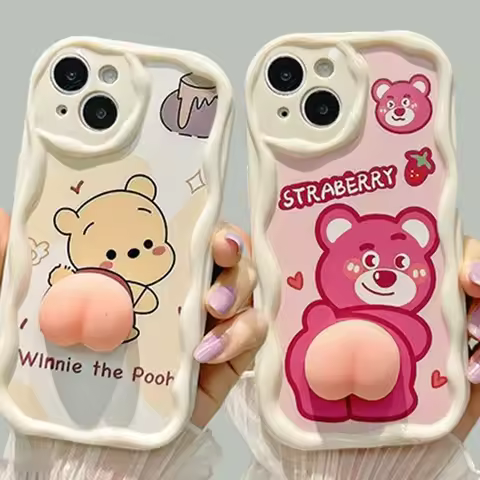 3D Cute Bear Ass Buttocks Phone Case for Samsung Galaxy A23 A24 A25 A10 A11 A12 A13 A14 A15 A16 A20S A21S A22 Cartoon Soft Cover