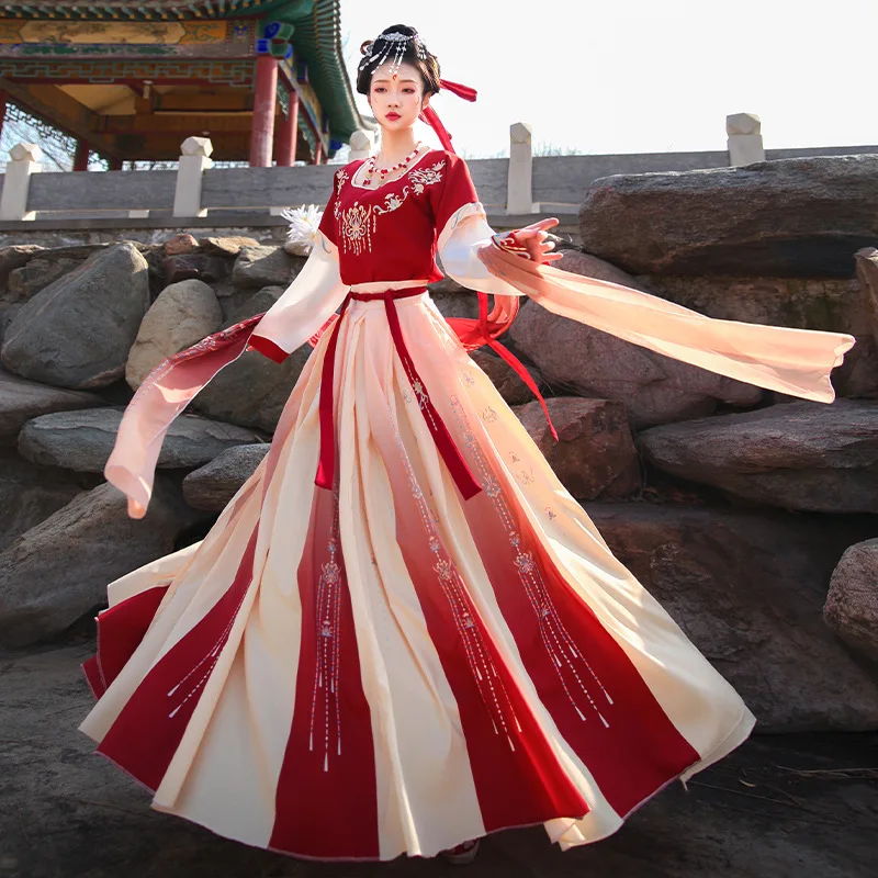 

YJ38 Hanfu Female Three-piece Set Fairy Summer Elegant Waist-length Daily Assorted Ancient Clothing