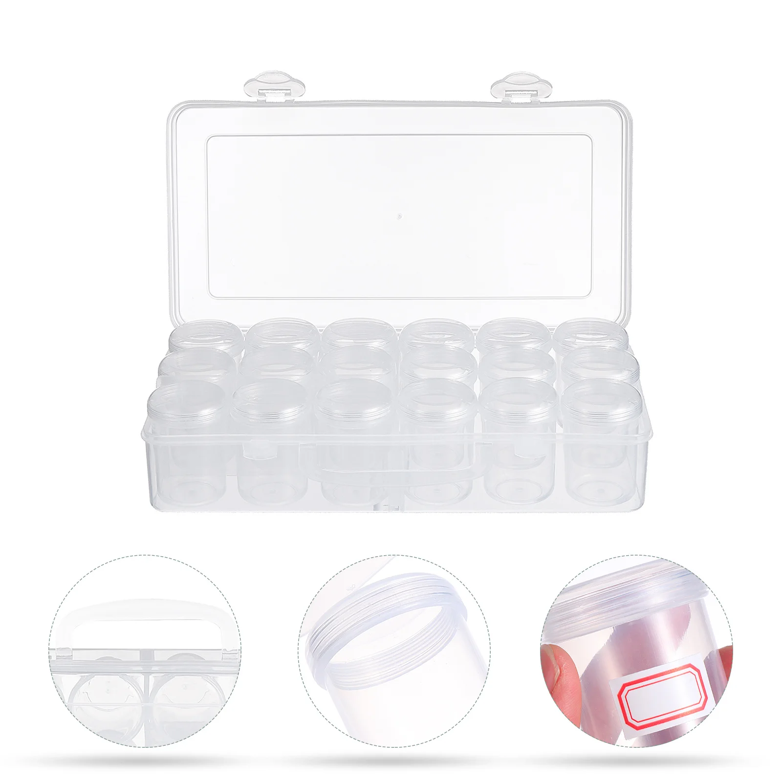 

1 комплект, органайзер для бутылок с лекарствами, пластиковая коробка для хранения, прозрачный белый, 18 отделений, держатель для бутылок с таблетками, чехол для эфирного масла