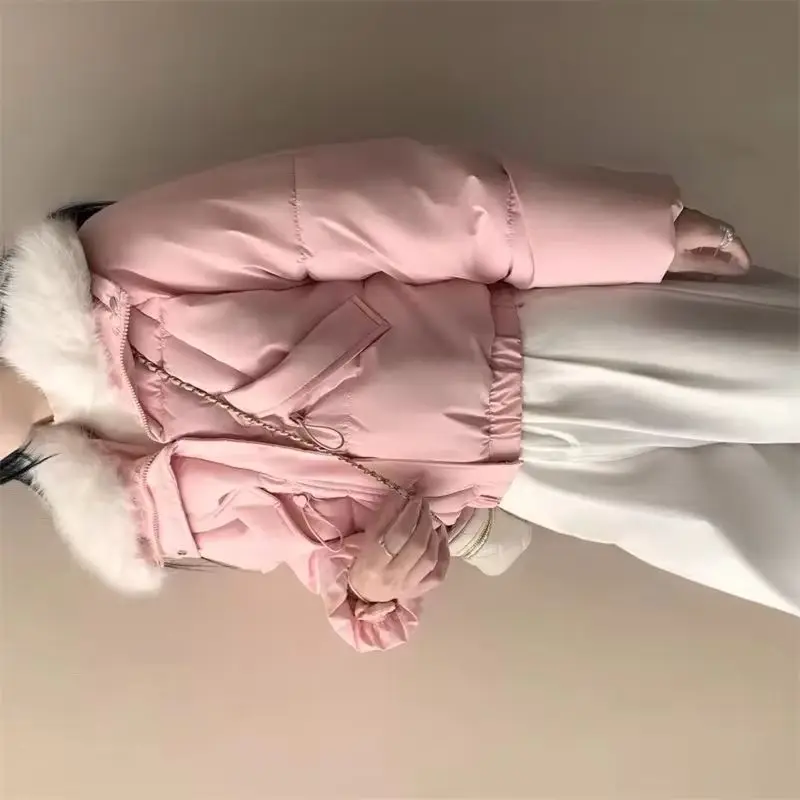 

Утепленная короткая зимняя женская куртка, корейское пуховое хлопковое пальто, повседневные теплые укороченные парки, шикарная уличная одежда, женские парки, верхняя одежда