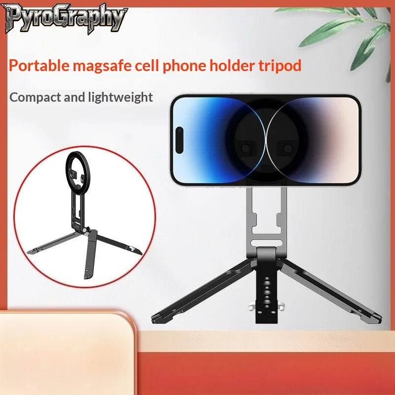 PyroGraphy Novo Desktop Magsafe Suporte Magnético para Celular Tripé Dobrável Portátil Multi-função Suporte para Transmissão ao Vivo