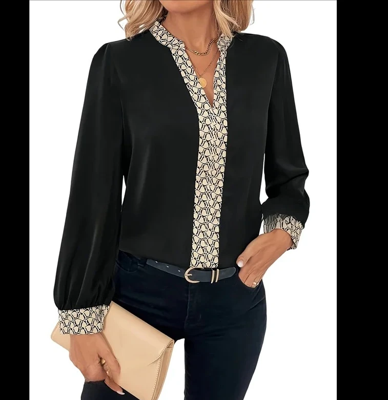 

Women Long Sleeve Blouse V Neck Tops Work Business Casual Shirts