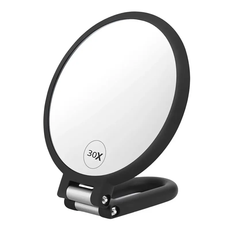 

A84E-Adjustable Handle/Stand 30X Makeup Magnifying Mirror Travel Hand Mirror Double Side Handheld With Handle
