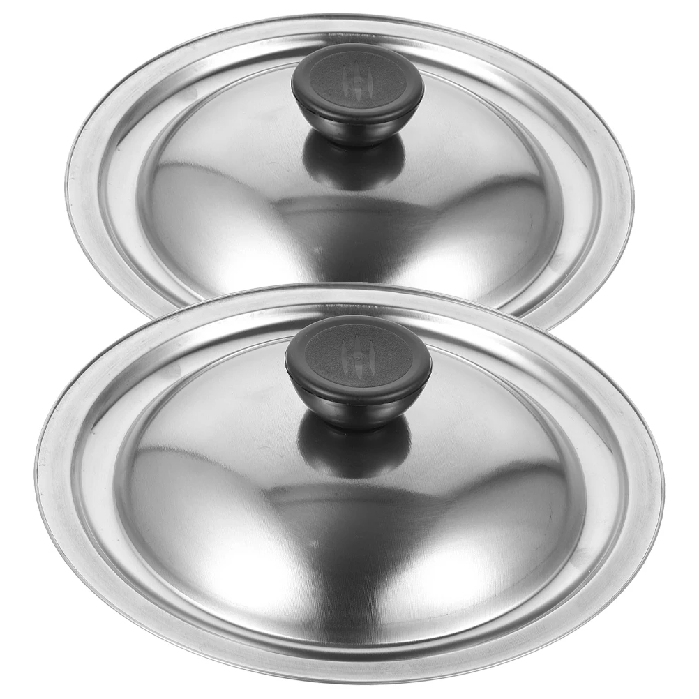 

2 pcs Stainless Steel Pot Lids Universal 20Cm Small Covers Saucepan Seasoning Pot Replacement Mixing Bowl Cookware Accessory