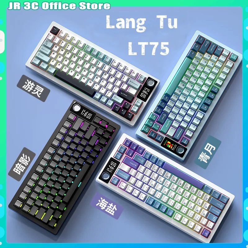 

Langtu Lt75 Led Screen Rgb Customized Keyboard Wireless Bluetooth Mechanical Keyboard Gasket Desktop Pc Accessory Keyboard