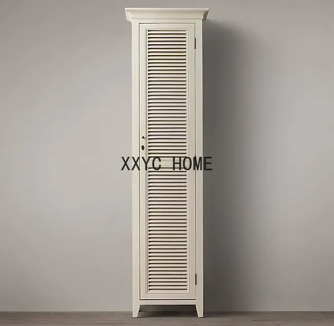 American Shutter Door Shoe Cabinet Oak Old New Classical Shoe Rack All Solid Wood Closet Door