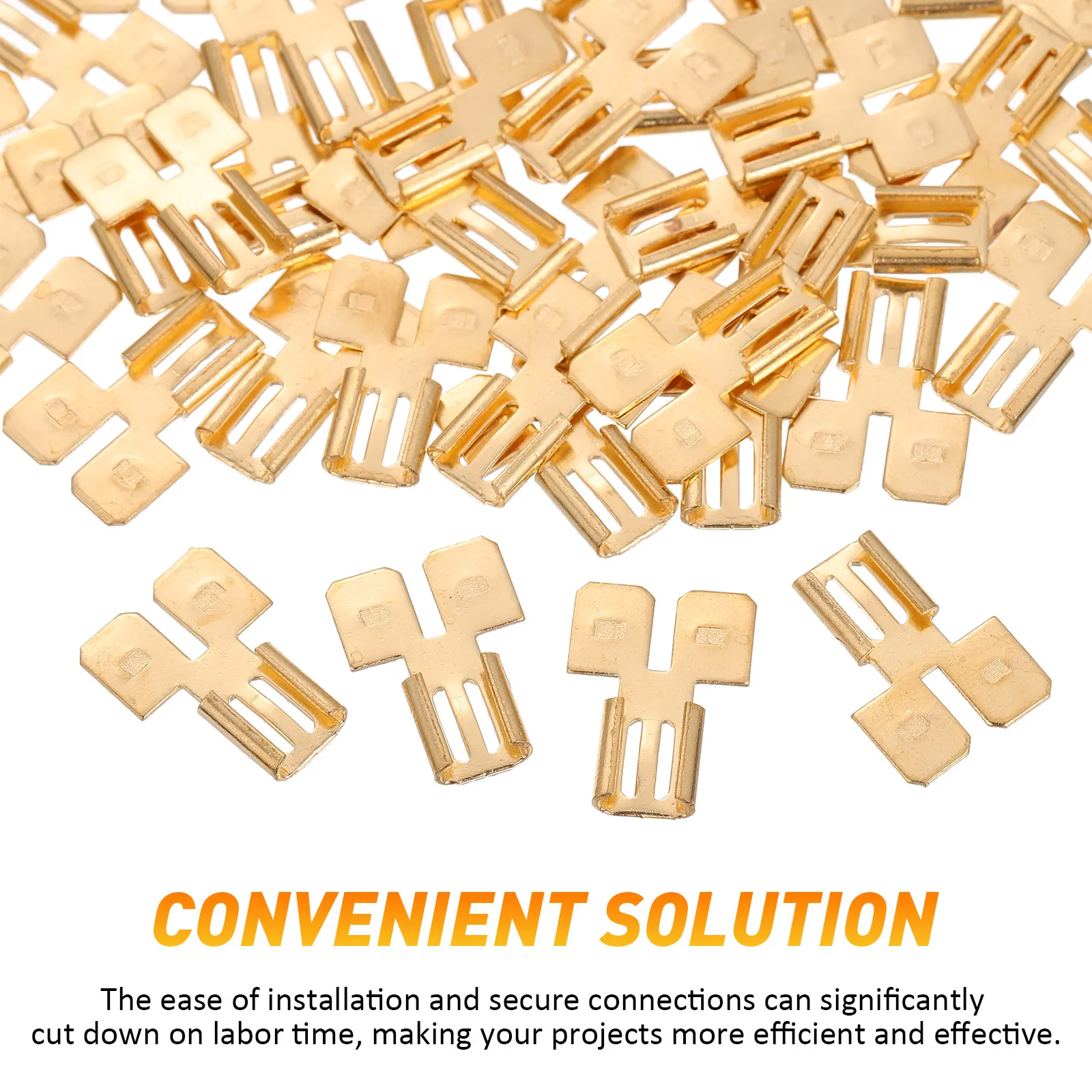 50Pcs Quick Disconnect Terminals Brass Dual Spade Electrical Connectors for Automotive Wiring Household Appliances Industrial