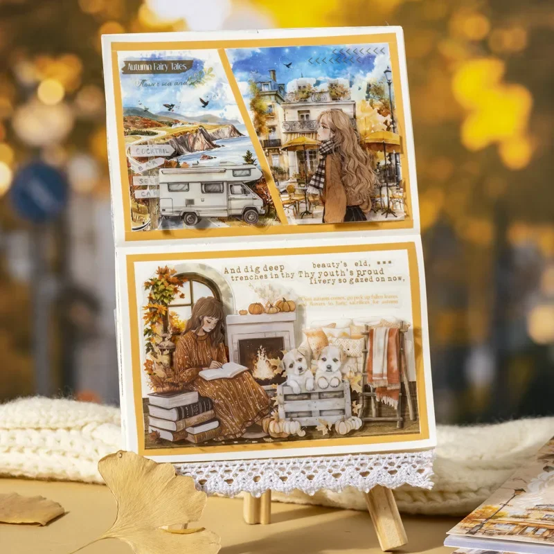 1pack/2pack Themed Large Format Sticker Set Autumn Invitation Series with 4 Curated Die-Cut Scene Designs 20 Sheets/pack
