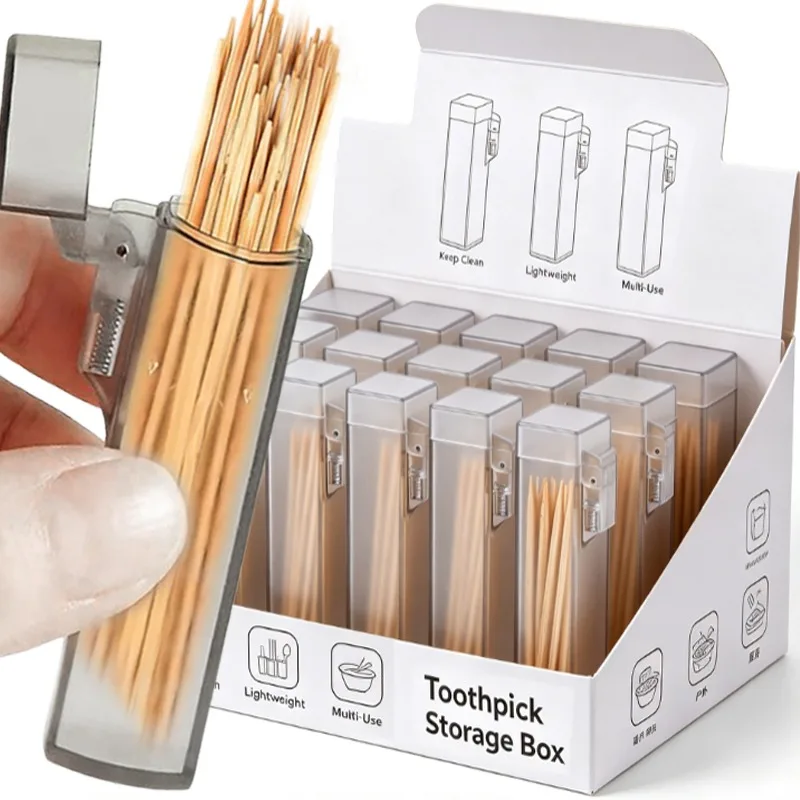 1/20PCS Portable Transparent Toothpick Holder Reusable Toothpick Storage Box Cotton Swab Case Needle Cases Restaurant Supplies