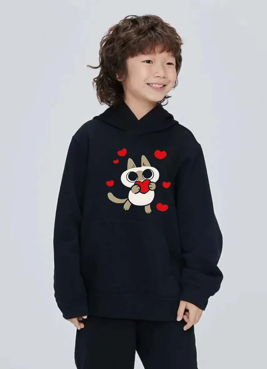 2024 Latest Siamese Cat World Center Nobeko Oversized Hoodie Cartoon Long-sleeved Sweatshirt Boys and Girls Fashion Cute