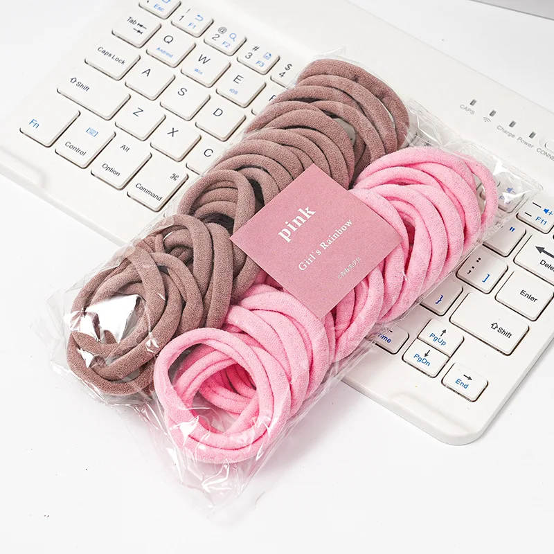 50 Piece Set Of Dual Color Four Season High Elastic Seamless Hair Rope Simple and Durable Fashionable Leather Band Soft Knitt