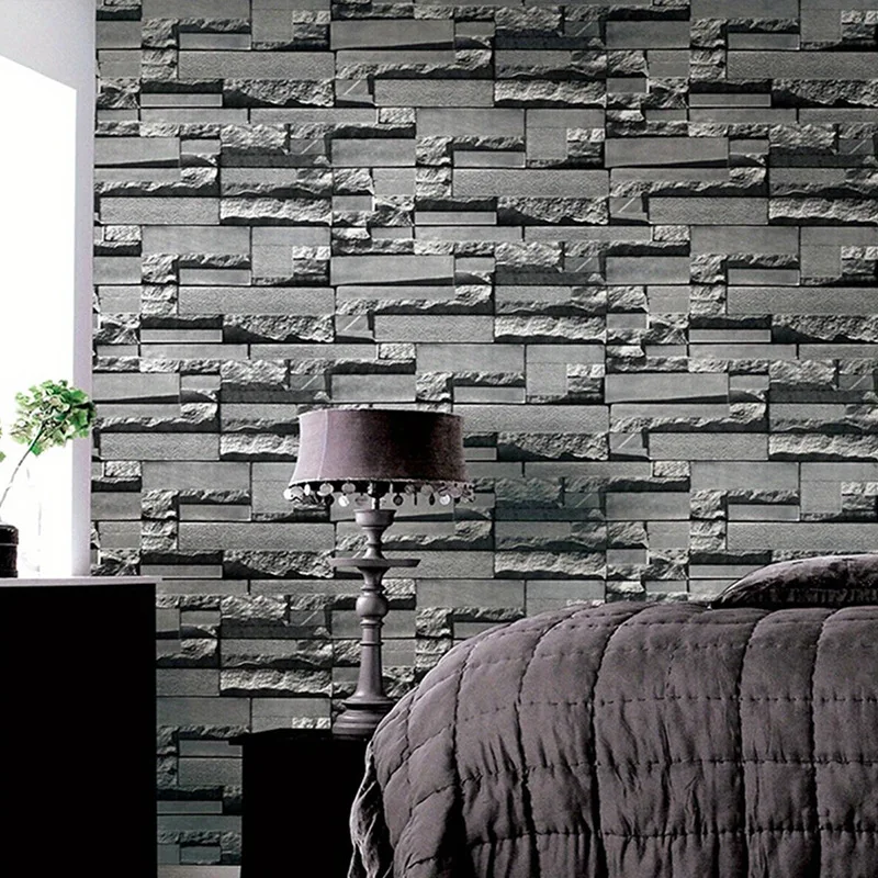 

Brick Stone Peel and Stick Wallpaper Grey Brick Self Adhesive Wallpaper Faux Stone Contact Paper Removable for Bedroom