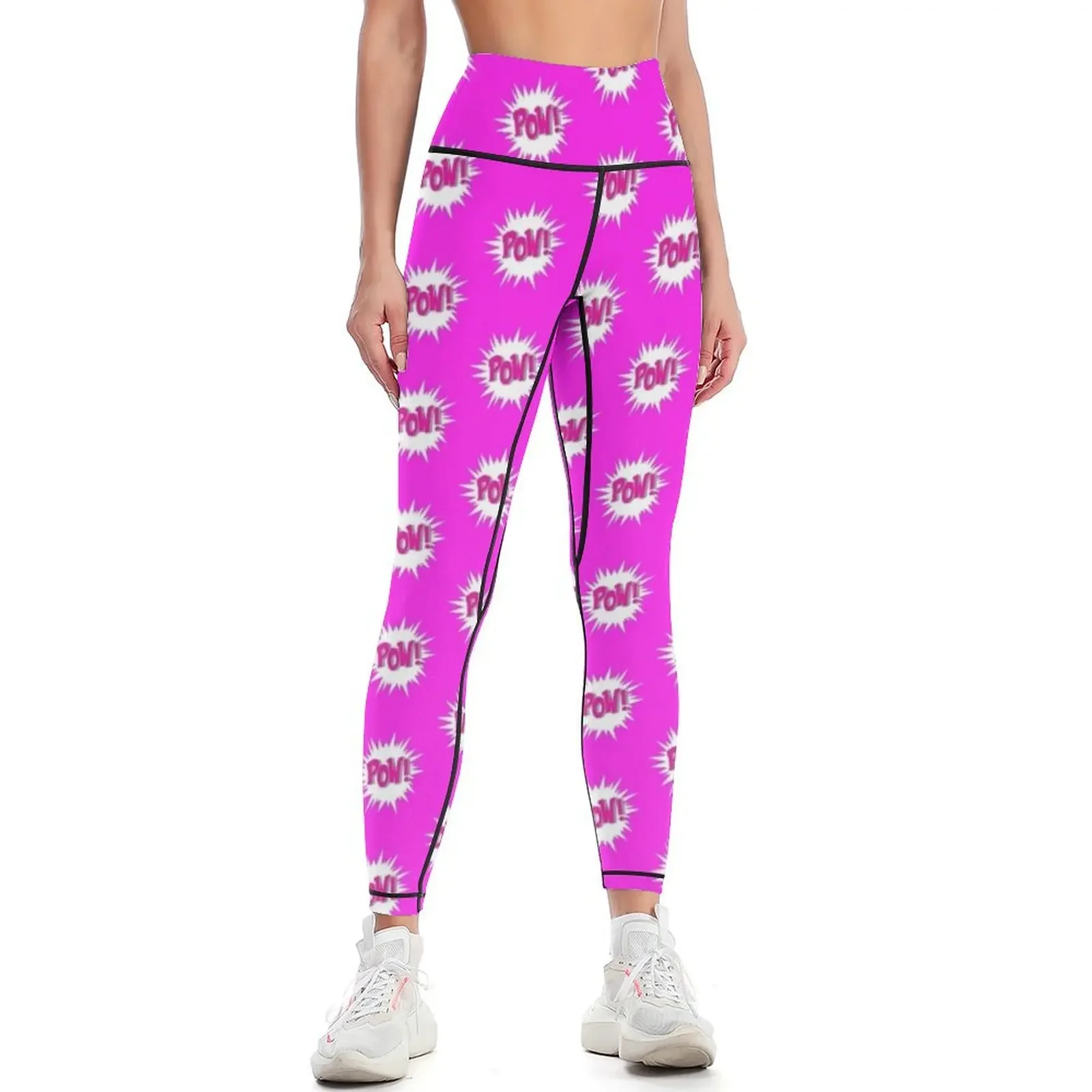 

Pow! ladies/girls comic book pink Leggings sports shirts gym sport legging Women's sports Legging sport Womens Leggings