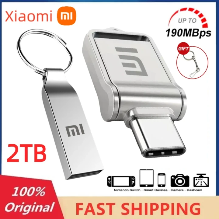 샤오미 키 체인 금속 USB 플래시 드라이브, 미니 USB 3.0 펜 드라이브, 512GB 실제 용량 메모리 스틱, 128GB 크리에이티브 U 디스크, 2TB