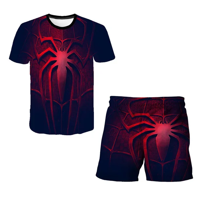 Boys Spiderman Tshirt Sets Children Clothing Summer Short Sleeve Tracksuits Sonic T Shirts & Short Pants Costumes Suits