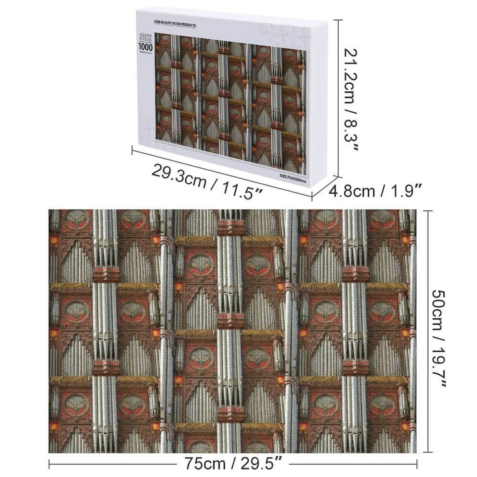 엑서터 대성당 오르간 파이프 직소 퍼즐 맞춤 이름 나무 맞춤형 장난감 어린이용 퍼즐