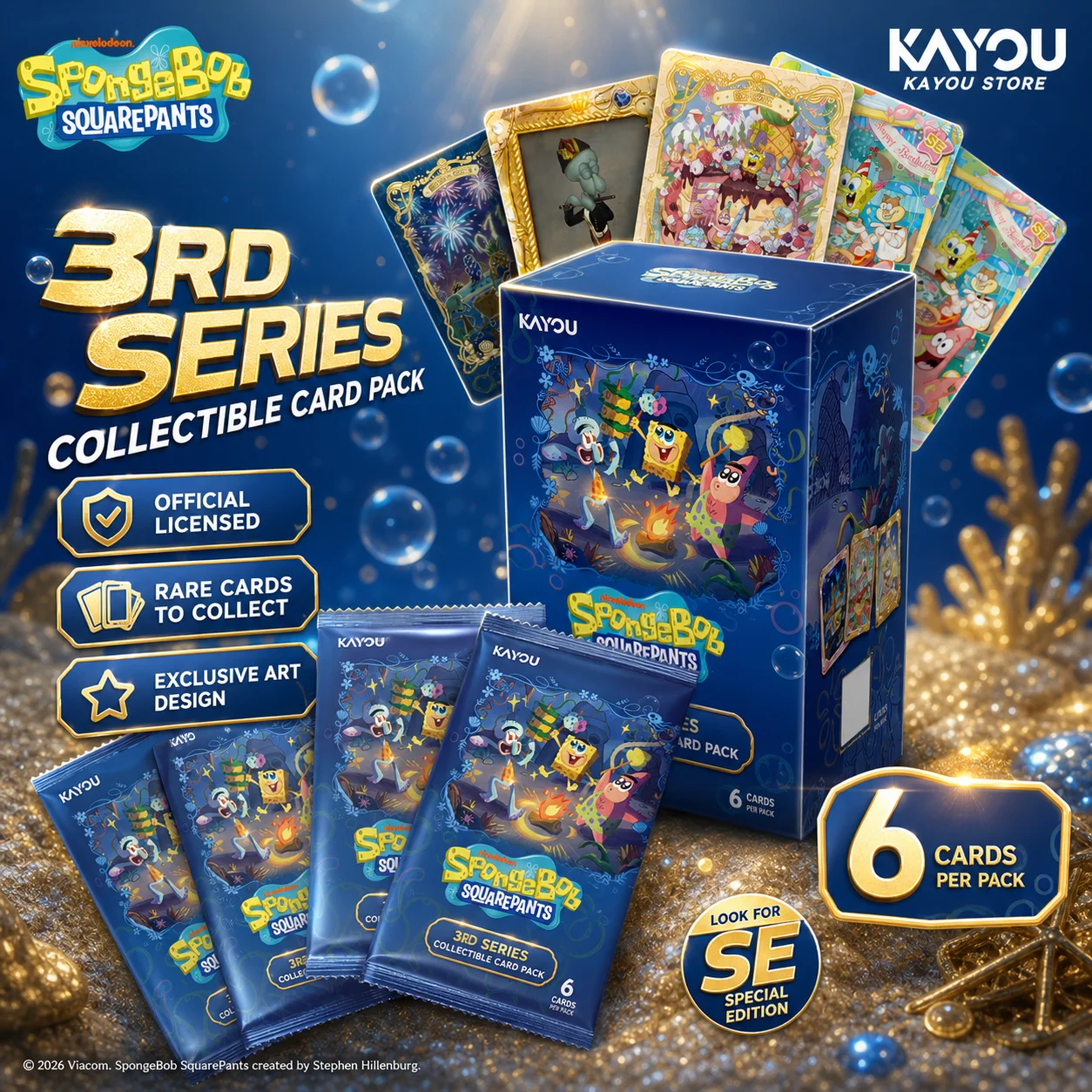 Kayou SpongeBob SquarePants Vol.3 Deluxe Collection Box Official Cards Pack Full Set Collectible Trading Card Gift