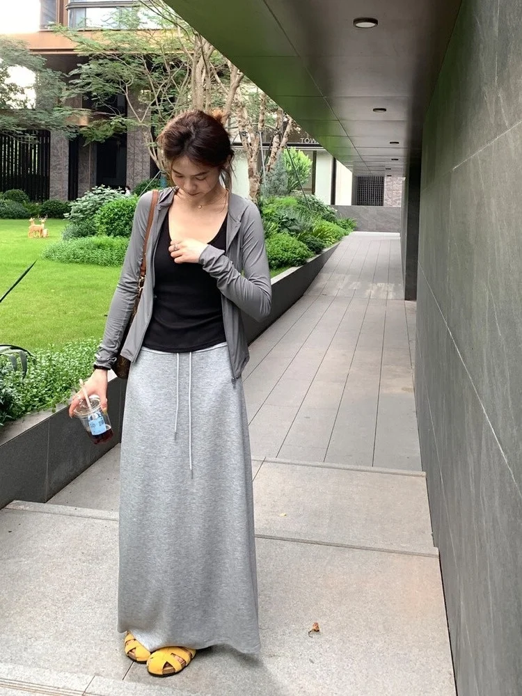 High Waist A-Line Skirt Korean Style Casual Half-length Bifurcated Versatile Mask Skirt Mid-length Straight-cut Body-hugging