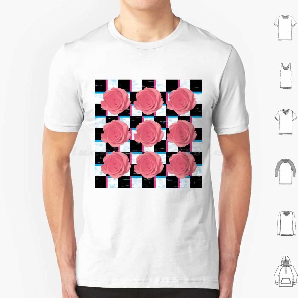 Pink Rose Glitch Vaporwave T Shirt Men Women Kids 6xl Pink Rose Roses Glitch Glitch Art Mob Static Retro 80s Pastel Goth Check
