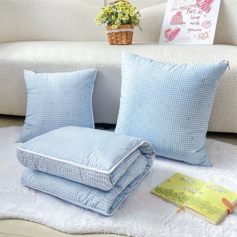 

Cotton Cartoon Convertible Pillow Blanket Multifunctional Throw Cushion Quilt Foldable Decorative Pillowcase For Sofa Bed Travel
