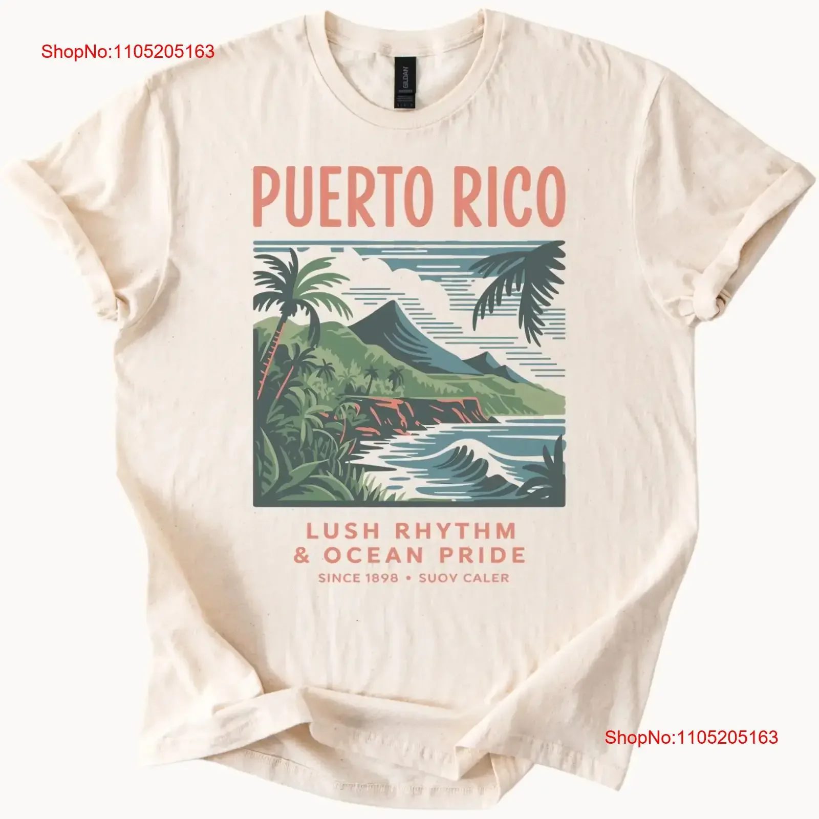 Puerto Rico T Shirt Lush Rhythm Ocean Pride Scenic Tropical Island Mount vintage Washed streetwear Casual Stylish Slightly