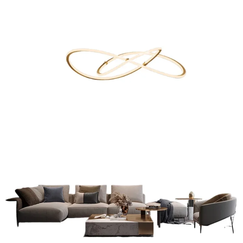 

All copper minimalist light luxury, living room chandelier, modern minimalist atmosphere, living room lamps