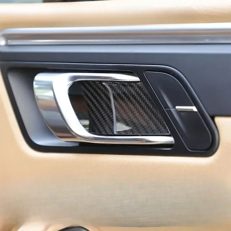 For Porsche Macan Real Carbon Fiber 2014-2024 Interior Door Handle Bowl Cover Decoration Sticker Modification Accessories