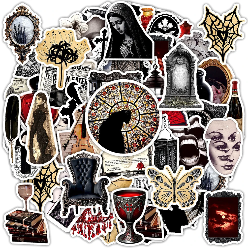 10/30/50pcs Cool Horror Creative Cartoon Stickers Vintage Goth Decals DIY Notebook Suitcase Laptop Guitar Waterproof Sticker Toy