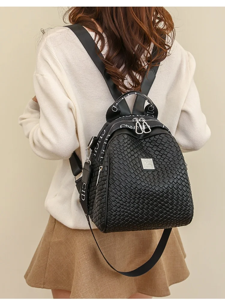 Luxury Weaving Women's Bapa Large Capaci Student Bookbag Hong Kong Brand Faionable Versatile Dual-oulder Bag 2023 N...
