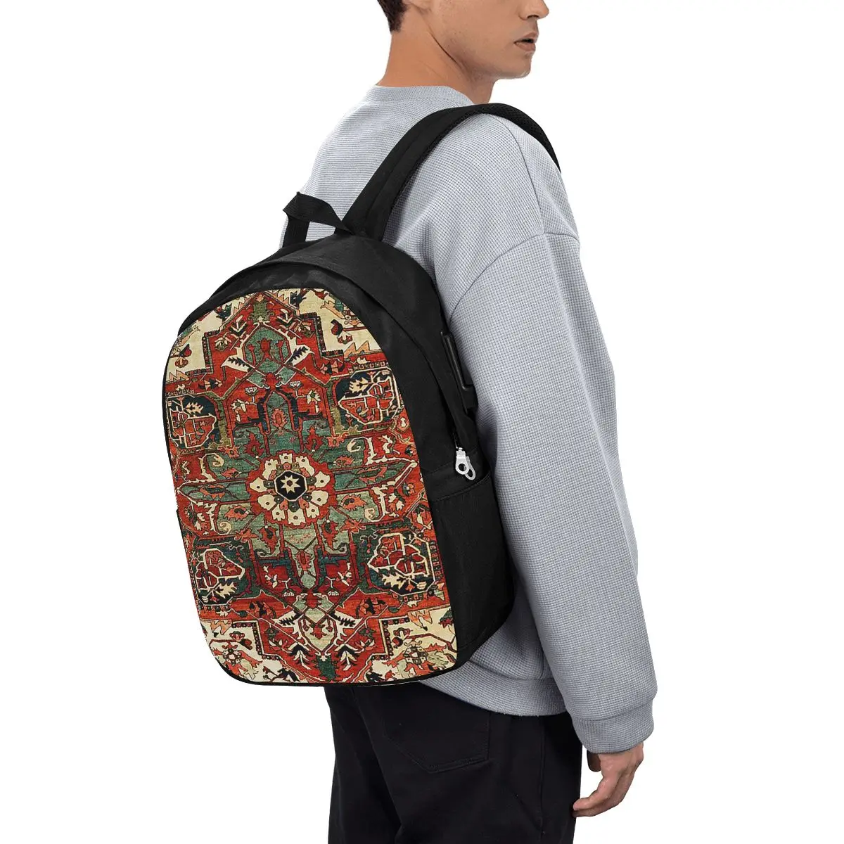

Antique Persian Heriz Rug Print Backpack Travel Notebook Bag Computer College Student School Bag Laptop Shoulder Bags
