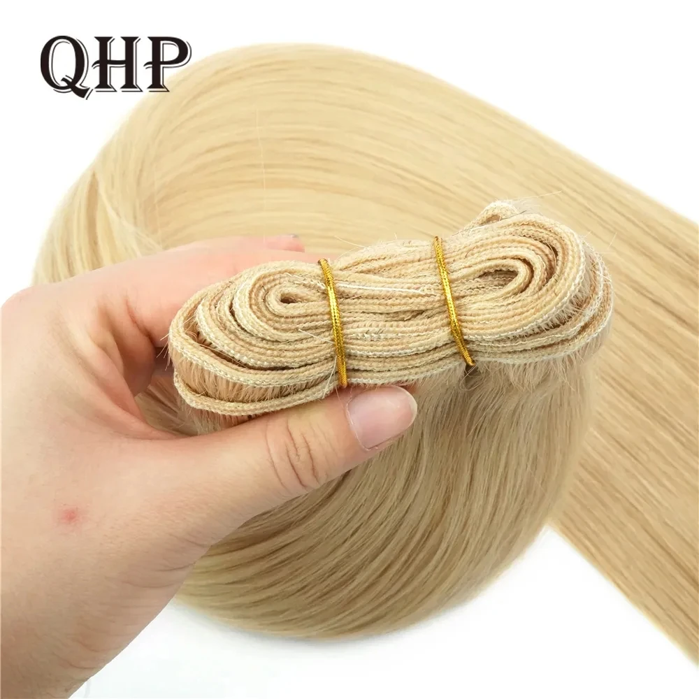 

Straight Human Hair Weft Extensions Hair Bundles Ombre Blonde Color 100g Sew In Silky Natural Brazilian Virgin Skin Double Weft