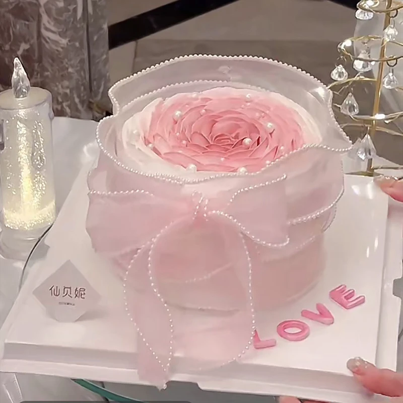 5M Wrapping Ribbon Pearl Fishtail Gauze Silk Ribbons Bouquet Packaging Material Baking Lace Ribbon Wave Chiffon Yarn Gift Strap