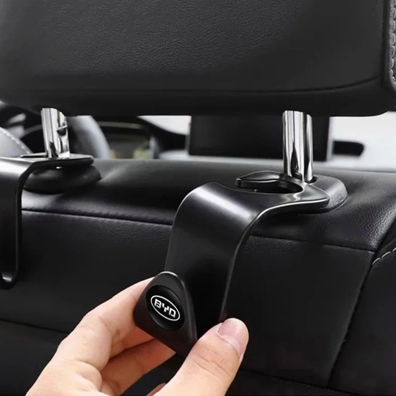 BYD Logo Seat Back Storage Hook With Valve‑Stem Caps For Atto 3 Seal Dolphin Han Tang Song Yuan Car Interior Organizer Trim Part