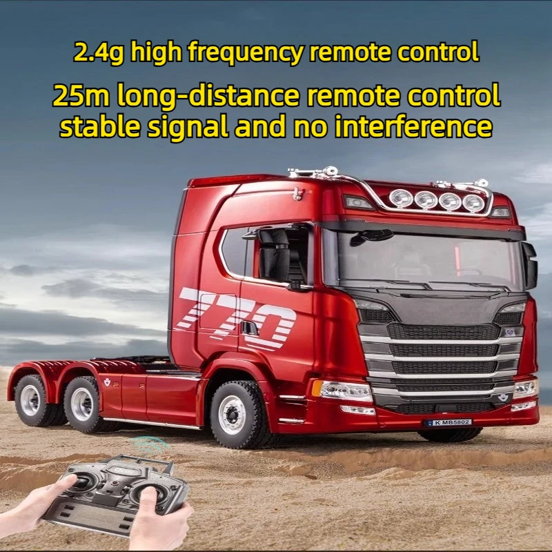 770S 1/18 RC Truck Legering Model 4WD Achterwiel 2,4 GHz Volledige Schaal 501D Trailer Cool LED Verlichting RC Truck Speelgoed voor Kinderen Volwassenen